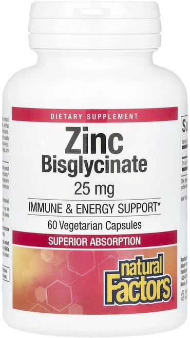 Natural Factors 아연 비스글리시네이트 25mg 베지 캡슐 60정, NaturalFactors아연비스글리시네이트25mg베지, 1개 - 쿠팡