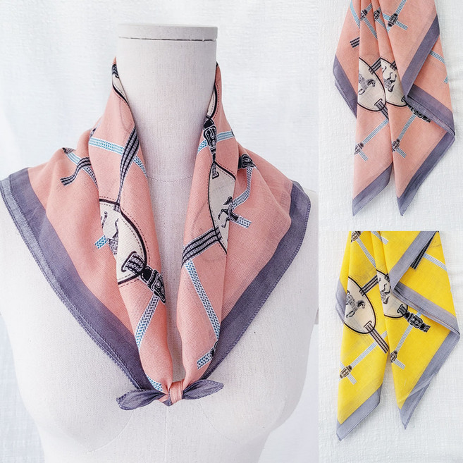 [1+1]아사면 마장 쁘띠 스카프 순면 여름 시원한 목 손수건세트