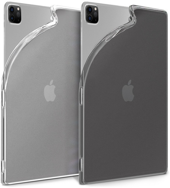 더조은셀러 아이패드 호환 2 개 투명 젤리 케이스 소프트, 투명+그레이, 1세트