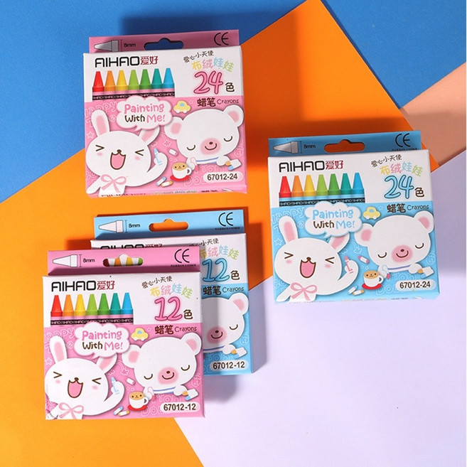 兒童蠟筆 12色盒裝彩繪蠟筆 幼童禮物 幼稚園蠟筆組 11890, 蠟筆12色盒裝, 1個