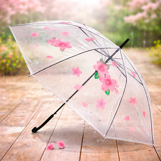 봄 벚꽃 투명 우산 꾸미기(투명 방수 스티커 포함), 1개, 단품