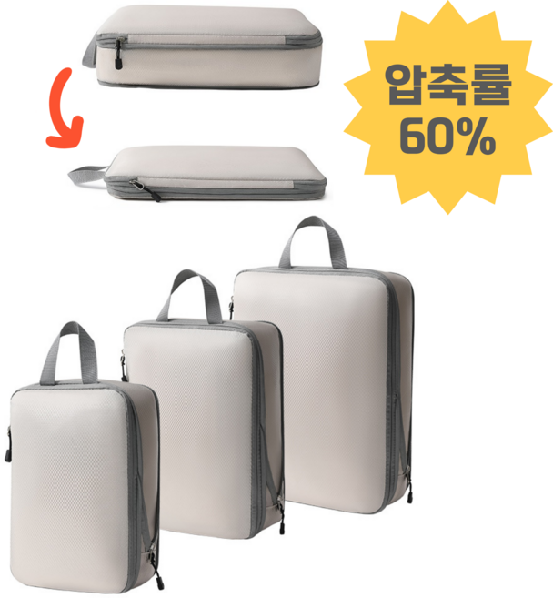 여행용 캐리어 정리 부피순삭 튼튼한 압축 파우치 가방 3종 세트