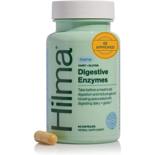 Hilma Digestive Enzymes for Women Bloating Relief with Turmeric Dandelion Root and Gluten Digest, Digestive Enzymes - 60 Count
