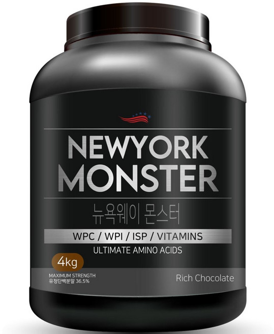 뉴욕웨이몬스터 WPI 함유 헬스보충제 단백질보충제 게이너 살찌는 체중증가 보충제, 4kg, 1개