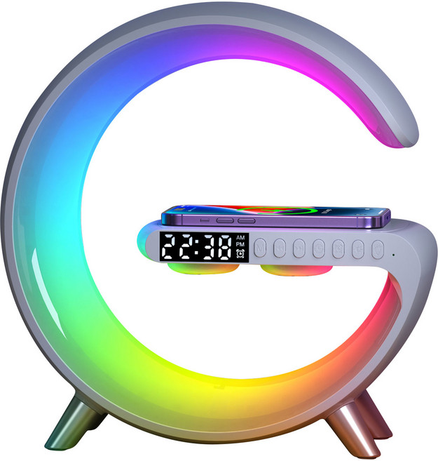 ZOZOFO 고속 무선충전 무드등 감성 스마트 led 시계조명 블루투스스피커, 1개, 흰색