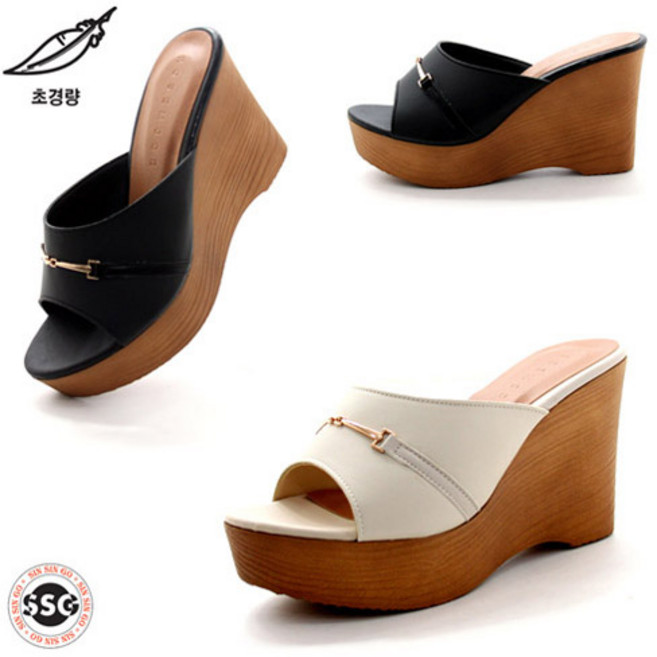 [초경량 통굽 10cm] 국내제작 안신은듯 가볍고 발볼편한 착화감좋은 여성 쿠션인솔 키높이 슬리퍼