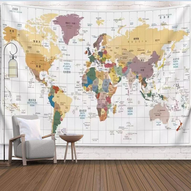세계지도 패브릭 포스터 숙소 벽장식 인테리어, A
