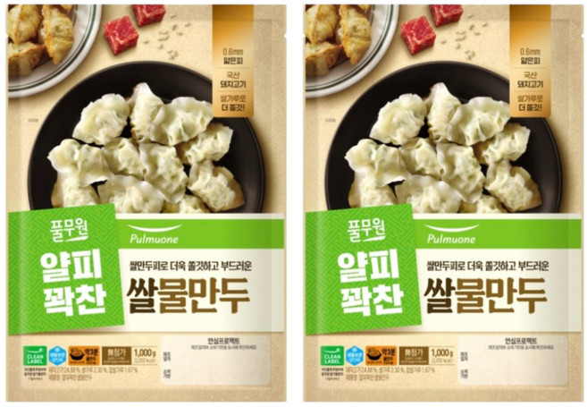 (냉동)[풀무원]쌀물만두1000g, 1kg, 2개