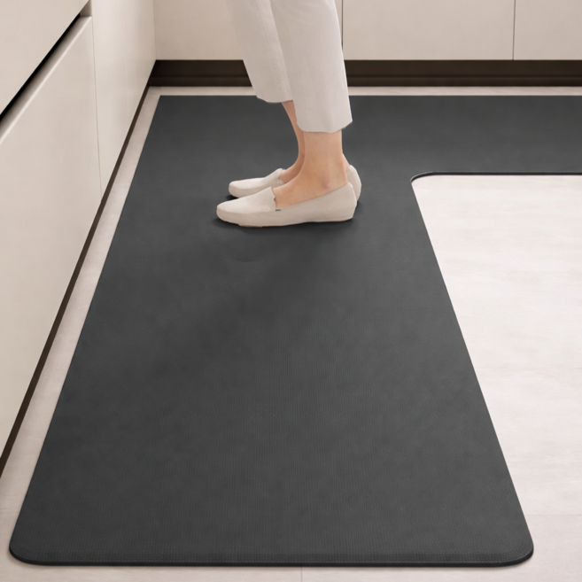 아이레노 규조토 코너 주방매트 블랙 싱크대 모서리 물때 방지 초강력 흡수 건조 매트, 블랙(Black), 1개