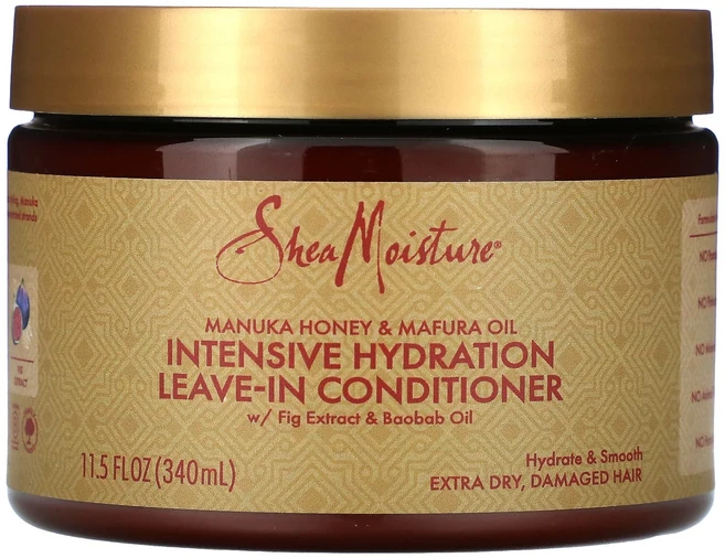 SheaMoisture 인텐시브 하이드레이션 리브-인 컨디셔너 마누카 꿀 & 마푸라 오일 엑스트라 드라이 손상 모발 340ml(11.5fl oz), SheaMoisture인텐시브하이드레이션리브인컨디셔너마, 1개, 340ml - 쿠팡