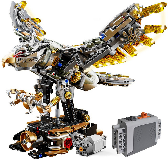 라푸유 독수리 MOC블록 움직이는 피규어 프라모델 매 새 모형 어른장난감 주말생활 블록선물 MOC블럭, 오리지널+배터리케이스1개+모터1개, 1개