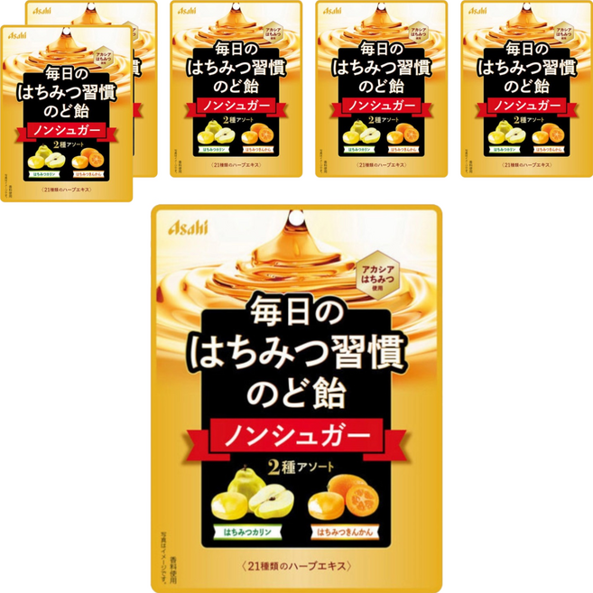 Asahi 朝日 每日習慣 蜂蜜潤喉糖 蜂蜜水梨 & 蜂蜜金桔口味, 6個, 57g