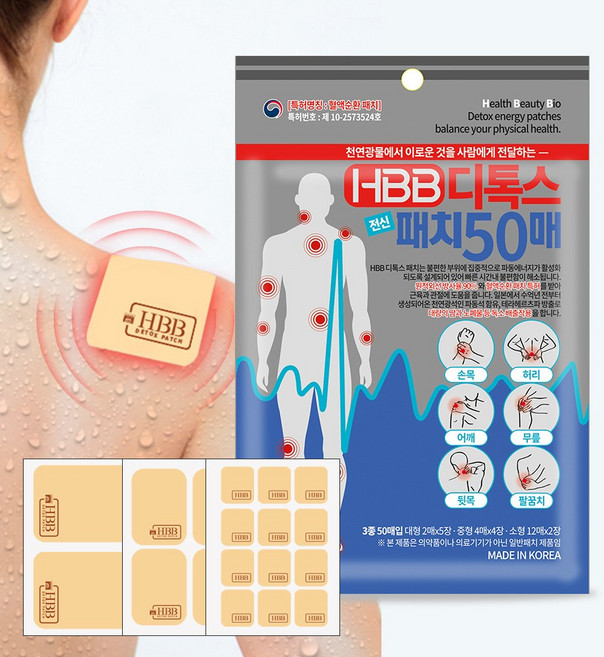 HBB 디톡스 전신 패치, 1개, 50개입