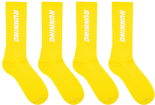 디망 여름 러닝 스포츠 장목 양말, 2개, 러닝옐로우