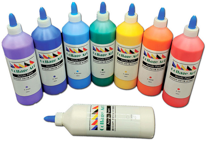 콜라쥬아트 500ml 아크릴물감 대용량 전문가용 화방물감 세트 12색 14색, 델리붓세트