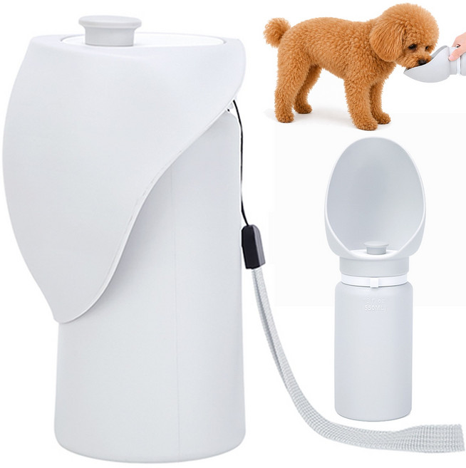 반려동물 실리콘 접이식 물병 550ml 대용량 강아지물병, 1개, 회색