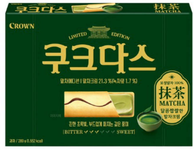 (핸드크림증정)25년 신상간식 크라운제과 쿠크다스 말차에디션, 289g, 1개
