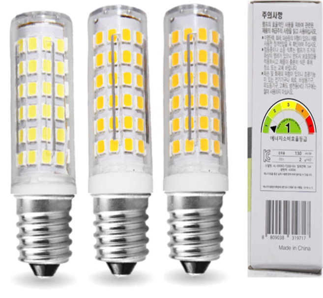 LED앤샵 LED 콘램프 옥수수전구 냉장고전구 5W 주광색 전구색 (14B 17B 26B) led전구e14 전구 led전구 e14전구 e17전구 작은소켓전구, 주광색(하얀빛), 1개