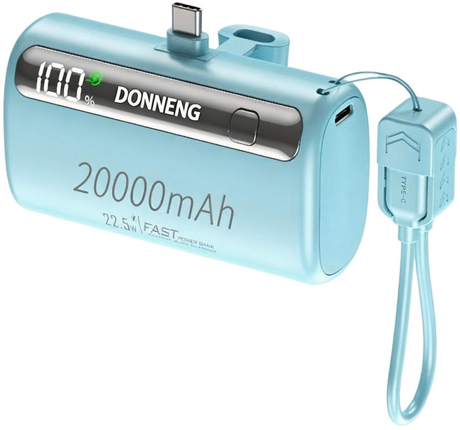 DONNENG Type-C 20000mAh 22.5W 行動電源, 藍色, Type-C充電頭