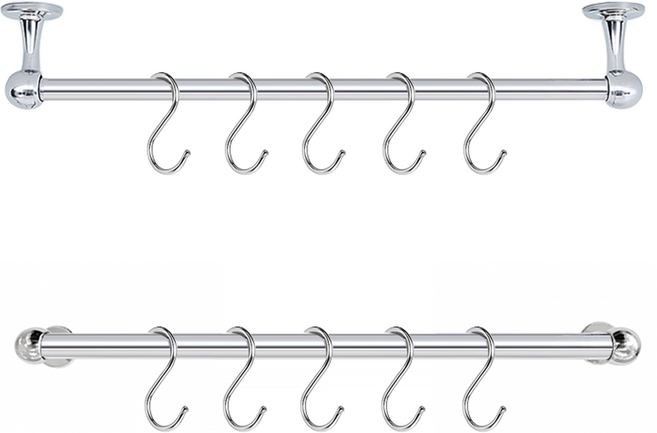 국산 고급스텐봉 천장 벽면 행거봉+S고리5개 주방욕실 다용도잡화걸이 벽행거, 스텐