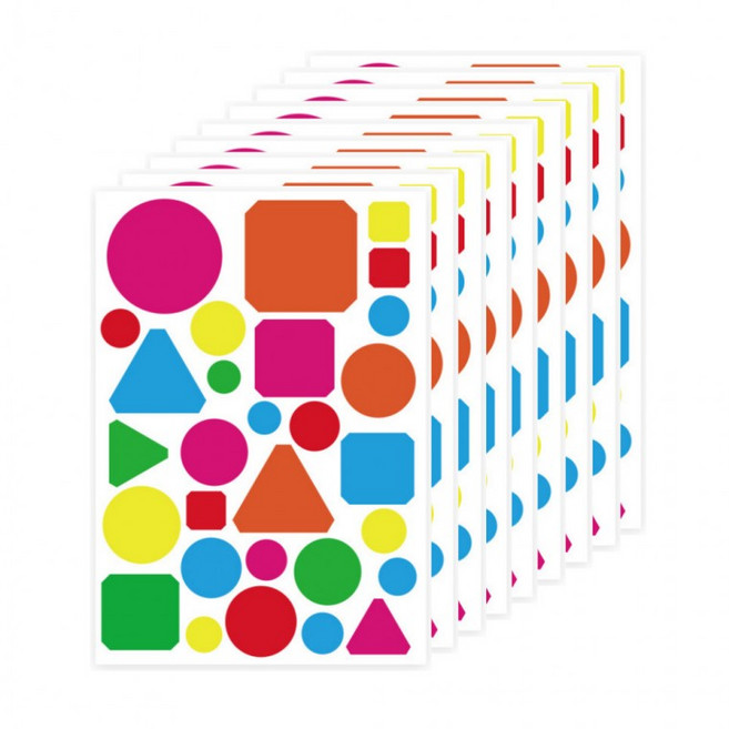 3종 도형 스티커 원형 삼각형 사각형 290pcs, 혼합(S597) 290개입, 1세트