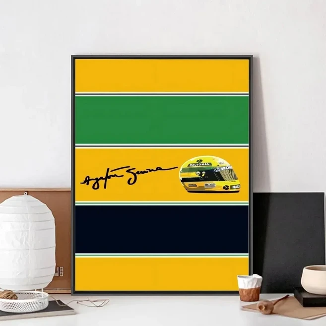 F1 Ayrton Tacing Driver Senna 포스터 프레임 없음 클럽 바 종이 빈티지 벽 아트 캔버스 회화 침실 룸 홈