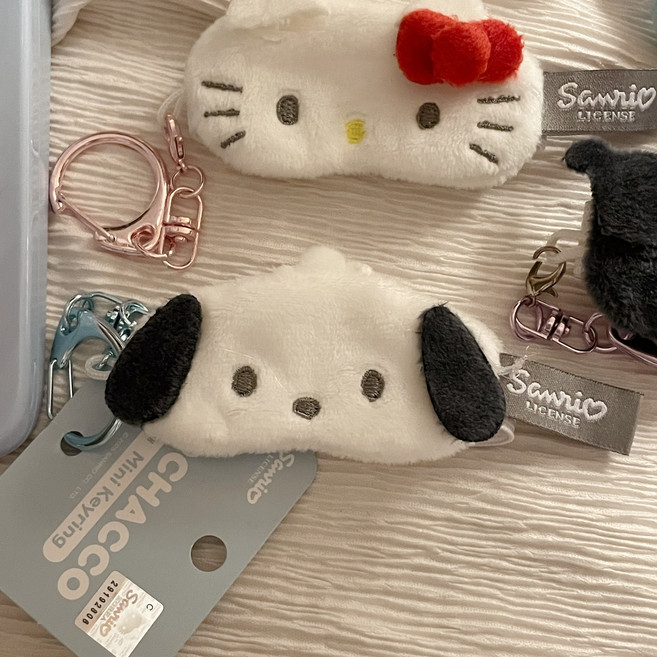 (정품) 산리오 캐릭터 미니 안대 키링 가방고리 인형 꾸미기 소품