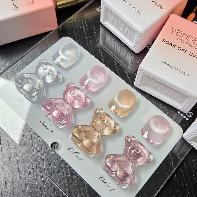 위치비 수정구슬 맑은 유리알 시럽 자석젤네일 발색차트판 포함, 1개, 15ml, 4종세트