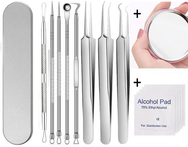 이디존 피지 압출기 여드름 압출기 블랙헤드 제거 8종 세트 스테인리스, 1개, 8P