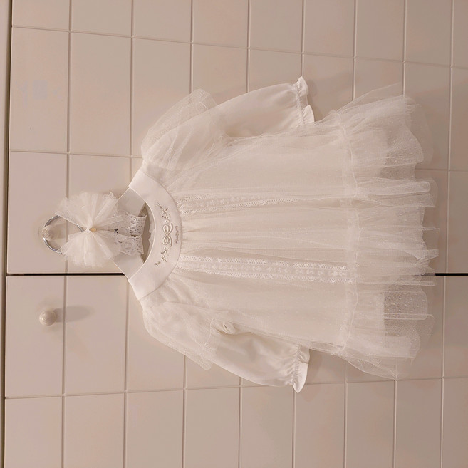 아가방 NC청주점# 26년봄신상~봄나들이 복으로 좋은 부드러운 여아 바디 수트(헤어밴드포함)/백일이나 돌잔치에 입기 좋아요