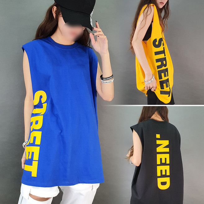 [디디댄스] 민소매 피처링 나시 바캉스룩 남여공용 커플룩 줌바닷컴 방송댄스의상 단체복 스피닝 줌바웨어