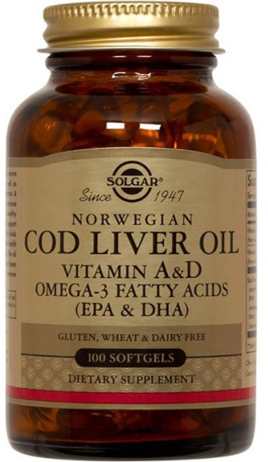 SOLGAR 維他命A&D鱈魚肝油無糖軟膠囊, 100顆, 1罐