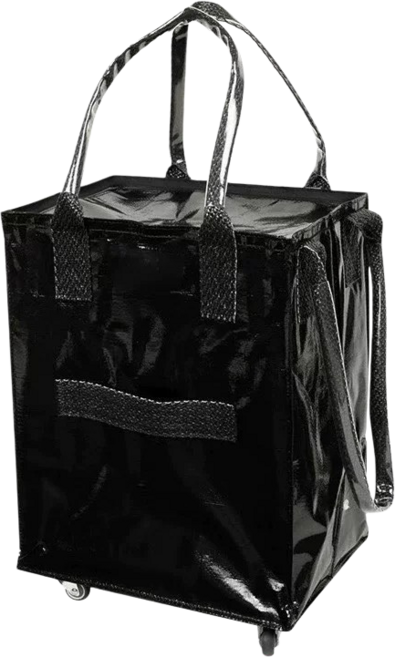 黑色購物袋 附輪子, 黑色, 1個, 1層