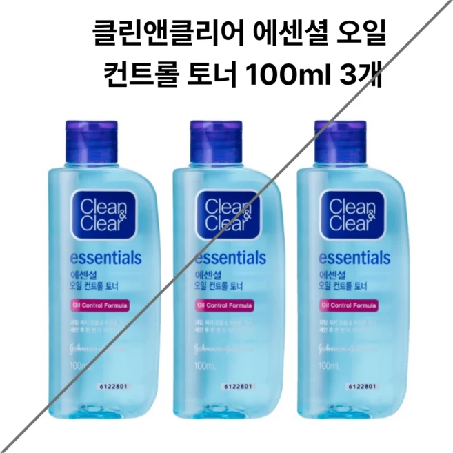 [단독특가] 클린앤클리어 에센셜 오일 컨트롤 토너 피지조절 각질제거 부드러운 화장 뷰티관리 트러블케어 화장후케어, 100ml, 3개 - 쿠팡