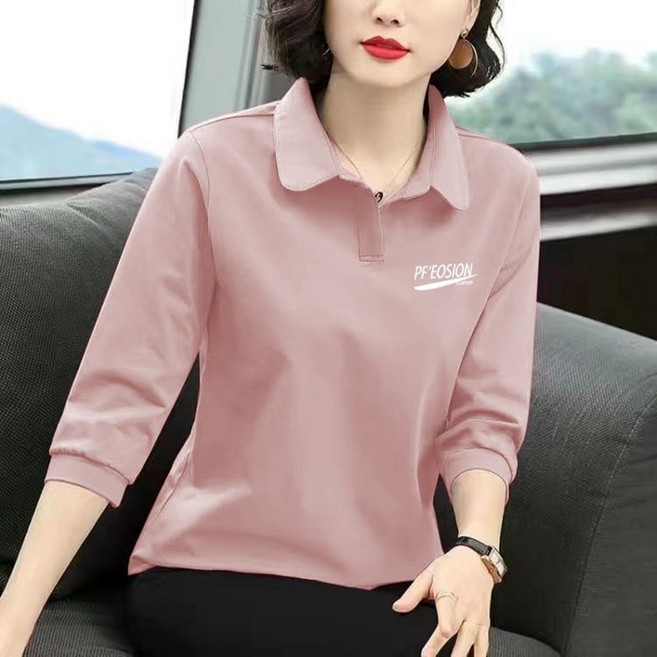 메인워크 중년여성 빅사이즈 폴로 긴팔티셔츠 봄가을 루즈핏 순면 엄마룩 간절기 스판 데일리 골프웨어 아우터 상의