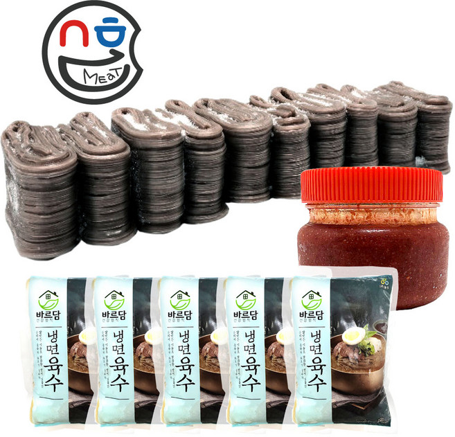 하남이조 하남이조푸드 칡냉면 세트 (2kg+ 냉면육수 350g 5봉 + 비빔장 500g) 물냉면 비빔냉면 냉면사리 냉면면, 1세트, 2kg