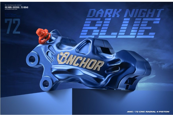 ANCHOR 銨科 ANC-72 鍛造 對四 卡鉗 鎖點40mm 同徑32mm, 黯夜藍(限量),左卡, 1個