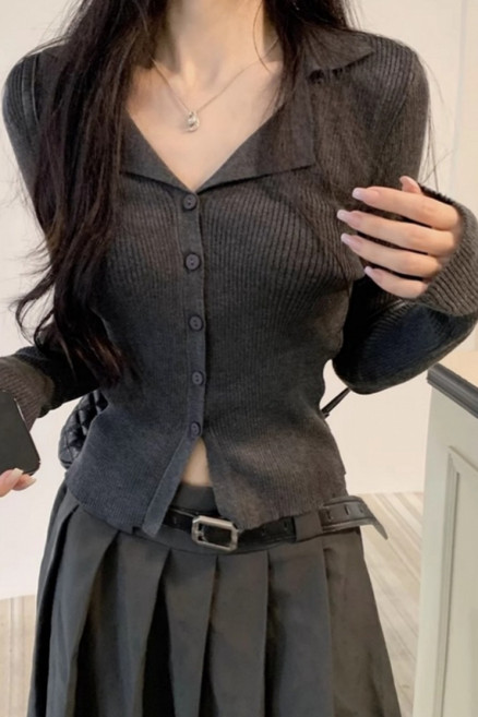 해피유통 여성 슬림핏 브이넥 니트 가디건 데일리 긴팔 상의