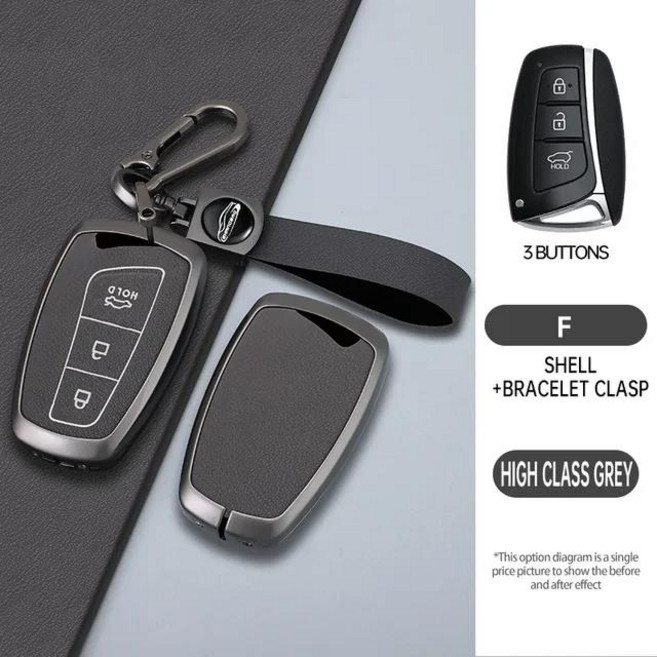 현대 그랜저 HG 세단 제네시스 G80 산타페 3DM 그랜드 산타페 2018 IX45 에쿠스 아제라 원격 키 케이스 커, 12 3 button - gray, 1개