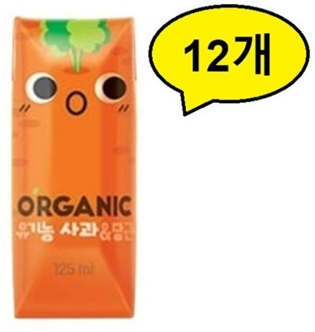 오가닉 크니쁘니 사과 & 당근 주스, 125ml, 12개