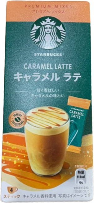 일본 스타벅스 캐러멜향 라떼 파우더 분말, 23g, 4개입, 12개