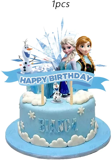 25pcs 냉동 공주 엘사 케이크 토퍼 생일 장식 테마 파, 02 1pcs