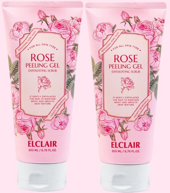 엘클레어 저자극 필링젤 얼굴 각질제거 바디 때필링 200ml 2개세트, 로즈, 2개