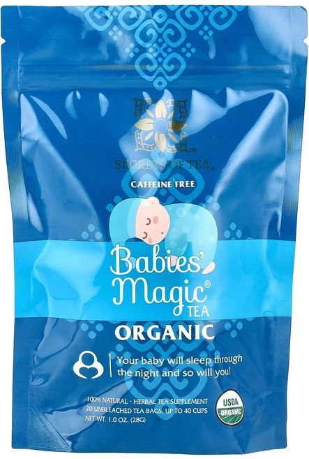 Secrets Tea 유기농 Babys' Magic® 차 카페인 무함유 무표백 티백 20개 28g(1온스), 1개 - 쿠팡