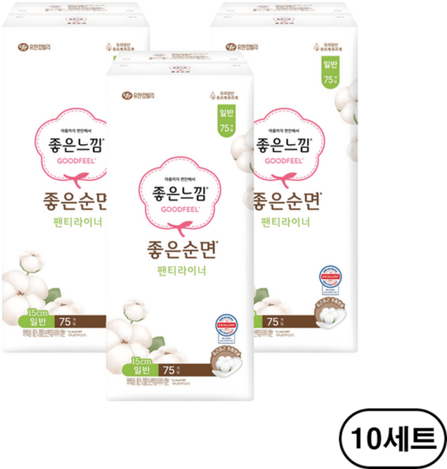 좋은느낌 좋은순면 일반 팬티라이너, 75개입, 30개