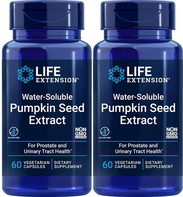 라이프익스텐션 워터 솔루블 펌킨 씨드 추출물 베지테리안 캡슐, 60정, 2개