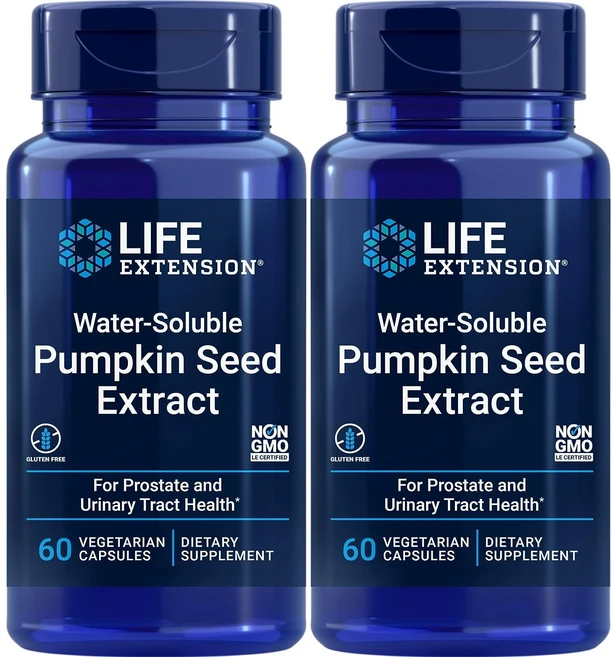 라이프익스텐션 워터 솔루블 펌킨 씨드 추출물 베지테리안 캡슐, 60정, 2개 - 쿠팡