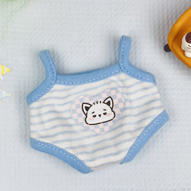 귀여운 메이드복 코튼 인형옷 10CM 미니인형옷 아이돌인형옷 인형드레스 스타일, 블루 스트라이프 멜빵, 1개