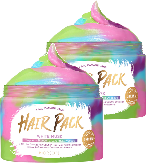 바이오레시피 1초 데미지케어 헤어팩 화이트머스크 4 In 1 system, 300g, 2개