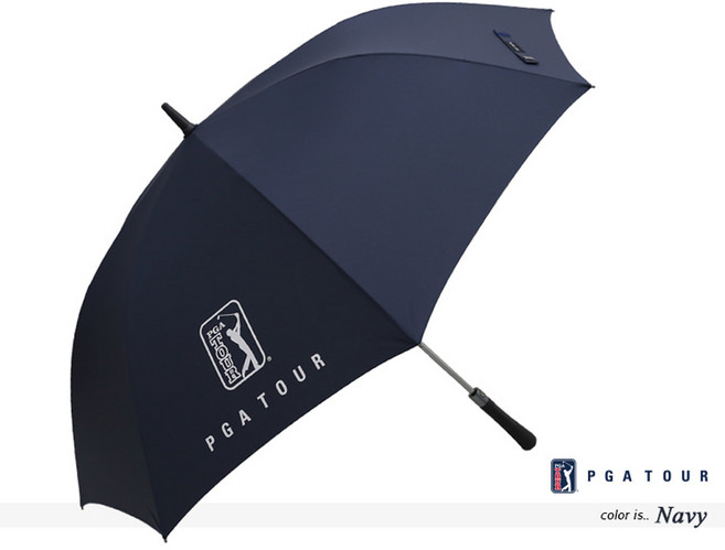 PGA투어 자동 올화이바 골프 우산 대형 UV차단 장우산 자외선차단 고급, 1개, 네이비
